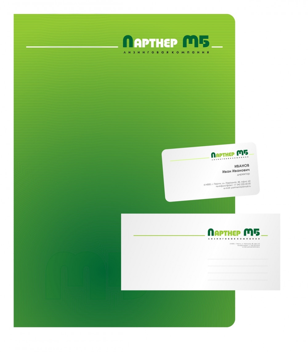 Разработка фирменного стиля: папка, конверт евро, визитка именная.