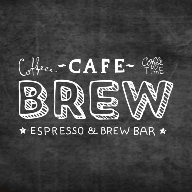 Логотип, меню и вывеска для кафе BREW
