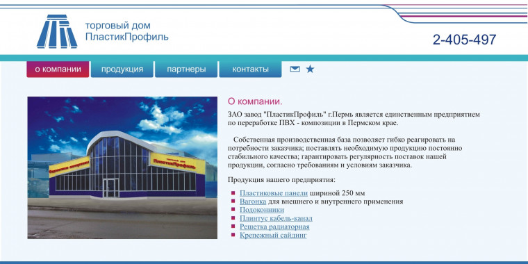 Создание бизнес-сайт для торгового дома ПластикПрофиль